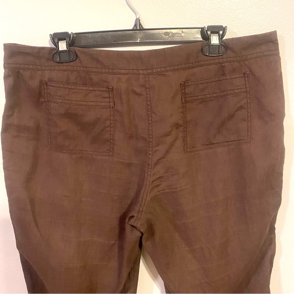 The Limited Cassidy Fit Brown Linen Drawstring Waist Crop Length Size 12 Pants - Picture 6 of 9